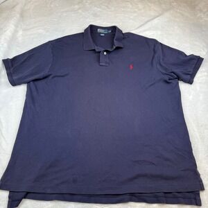 Polo Ralph Lauren XXL Navy Blue Polo Shirt Red Pony Logo Classic Menswear